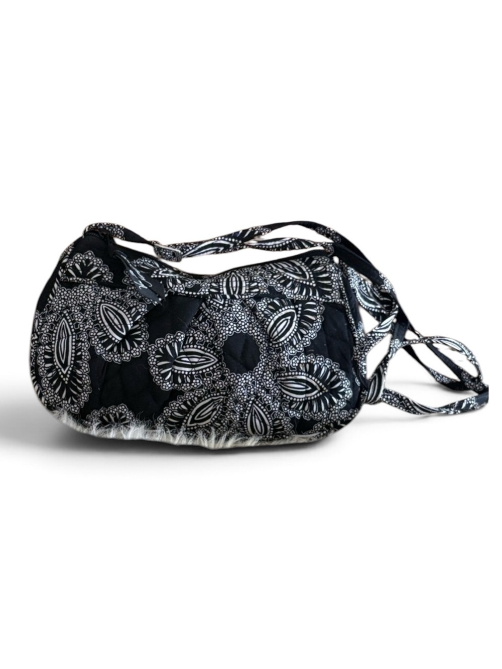 Vera Bradley ‘Blanco Bouquet’ Black and White Floral Boho Crossbody Satchel